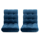 Arm Chairs & Recliners: Artiss 2PCS Floor Lounge Sofa Bed Flannel Fabric Navy