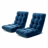 Arm Chairs & Recliners: Artiss 2PCS Floor Lounge Sofa Bed Flannel Fabric Navy