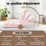 98765-Artiss Floor Lounge Sofa Bed Flannel Fabric Pink
