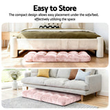 98765-Artiss Floor Lounge Sofa Bed Flannel Fabric Pink