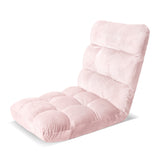 98765-Artiss Floor Lounge Sofa Bed Flannel Fabric Pink