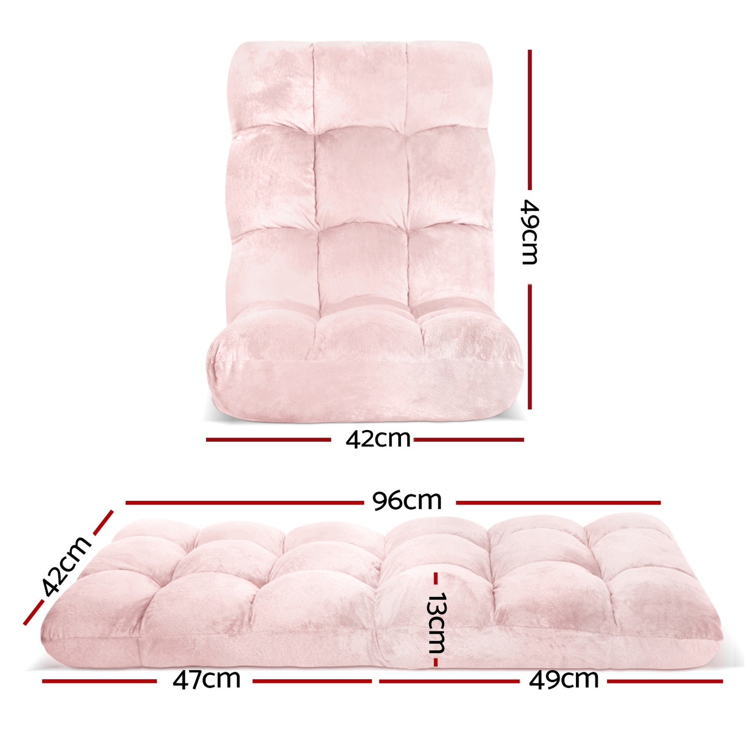 Arm Chairs & Recliners: Artiss 2PCS Floor Lounge Sofa Bed Flannel Fabric Pink