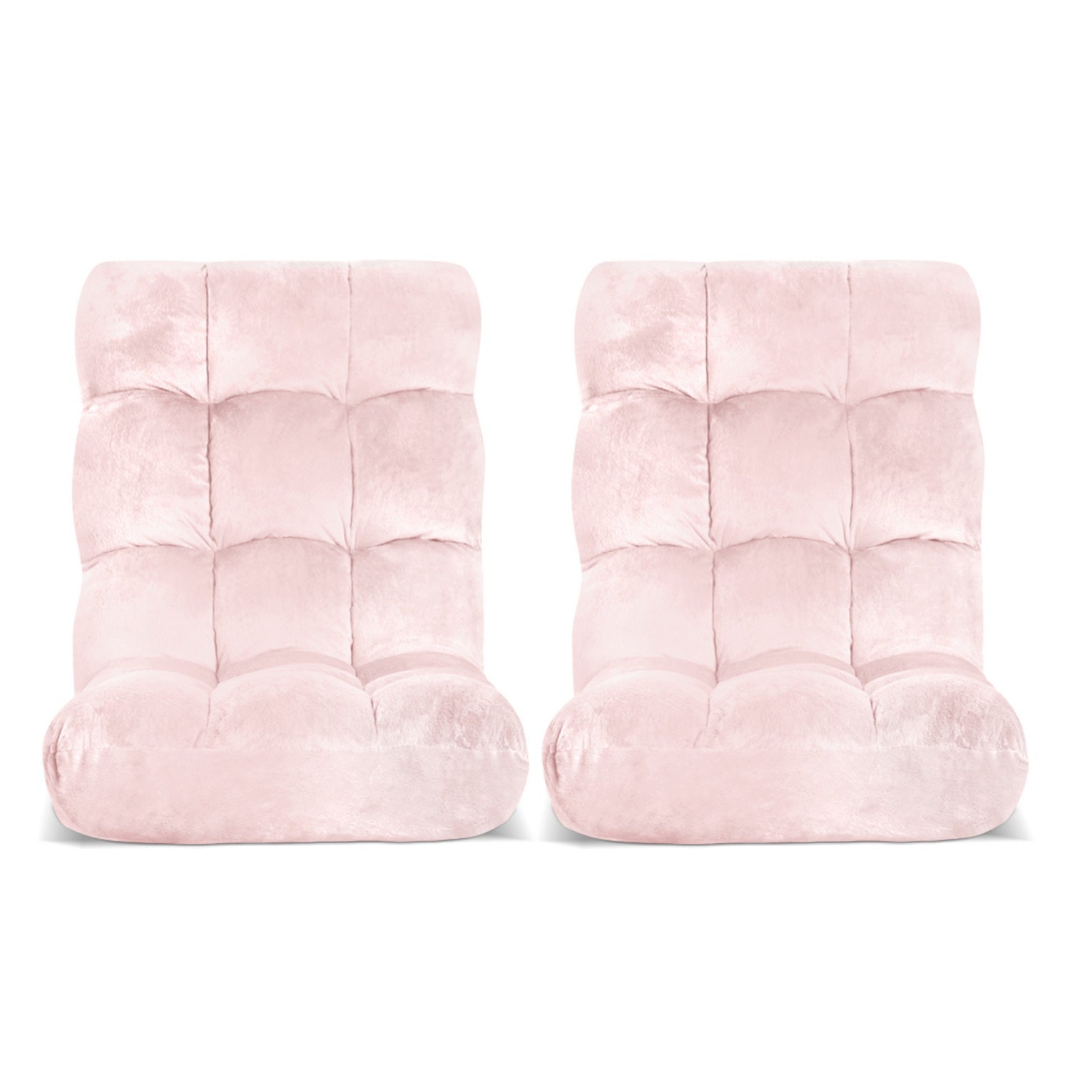 Arm Chairs & Recliners: Artiss 2PCS Floor Lounge Sofa Bed Flannel Fabric Pink