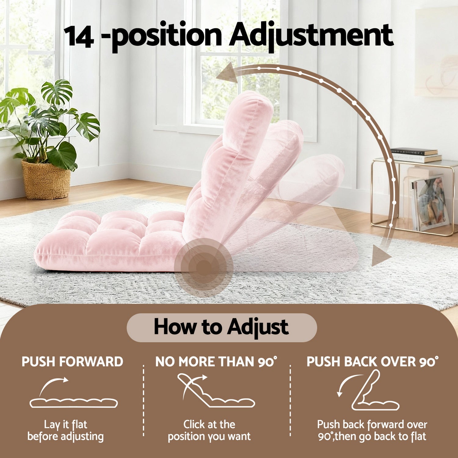 Arm Chairs & Recliners: Artiss 2PCS Floor Lounge Sofa Bed Flannel Fabric Pink