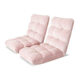 Arm Chairs & Recliners: Artiss 2PCS Floor Lounge Sofa Bed Flannel Fabric Pink