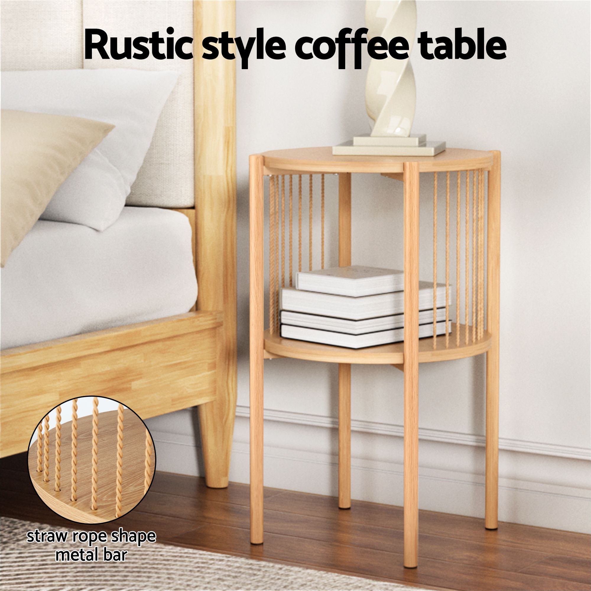 Artiss Floor Lounge Folding Swivel Sofa Chair and 2 Tier Round End Side Table Set