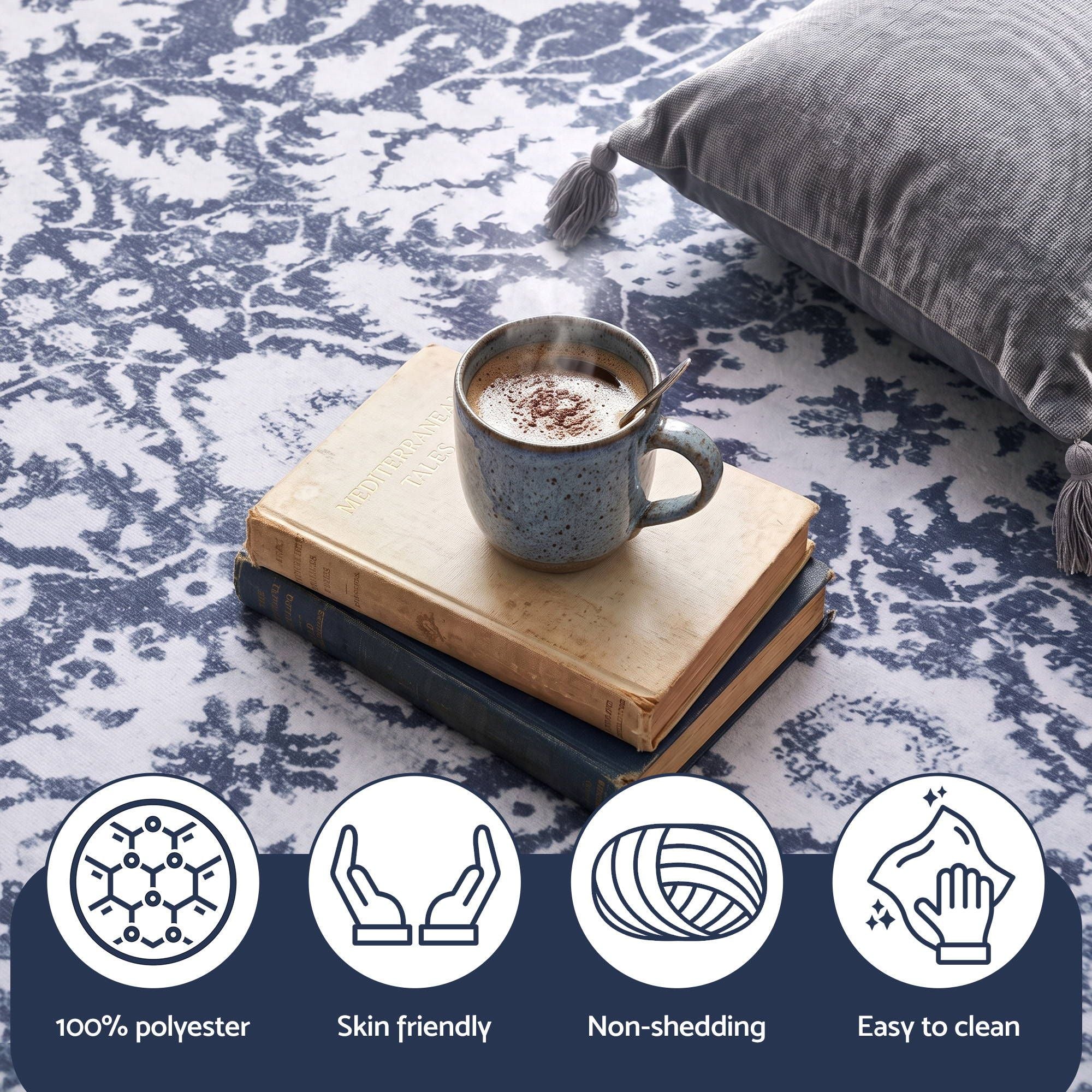 Artiss 120 cm Roung Rugs for Living Room Pad-Free Dense Dot Backing Stops Slipping & Robot Vacuum Friendly, Vintage Carpet for Reading Nook Dining Area, 100% Polyester Washable