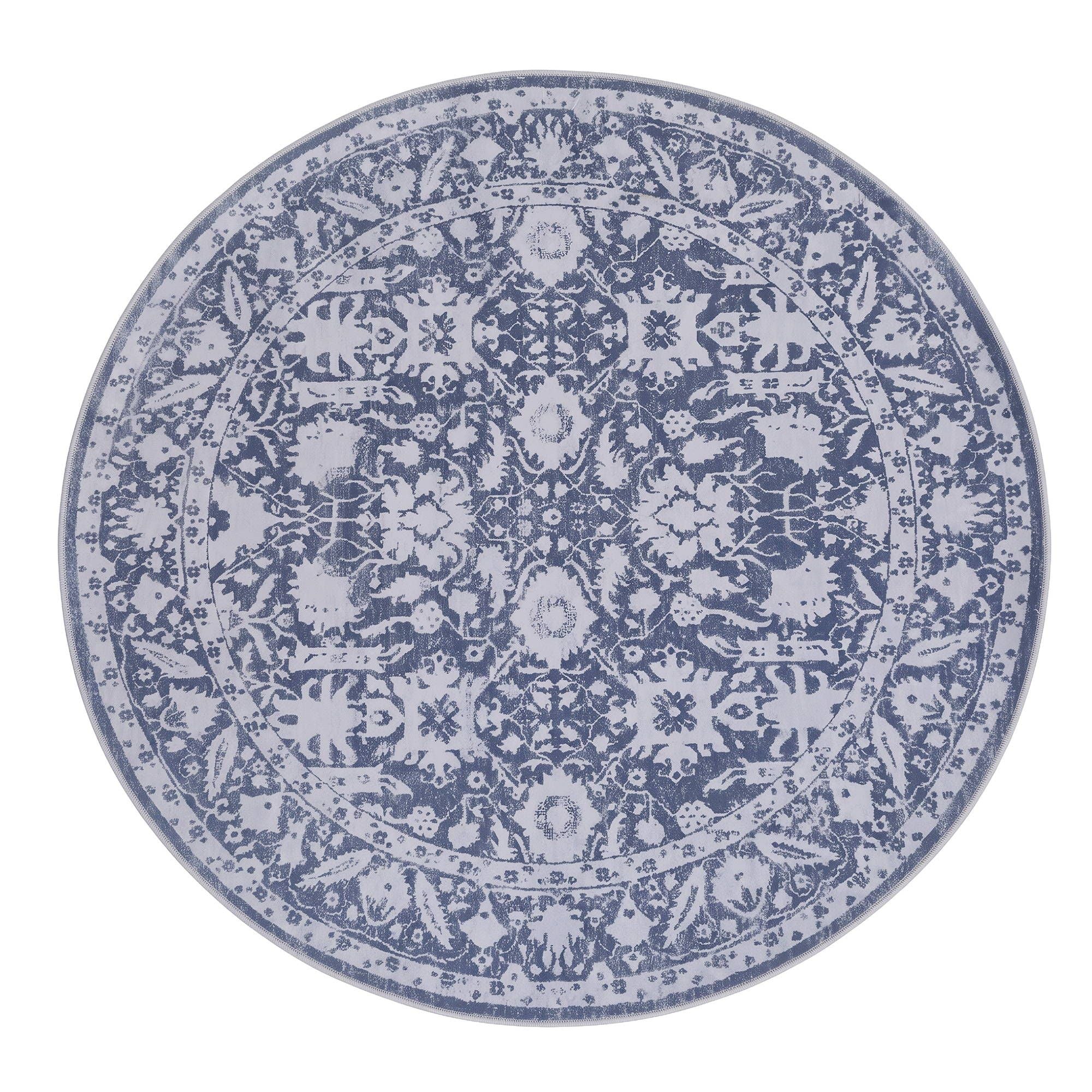 Artiss 120 cm Roung Rugs for Living Room Pad-Free Dense Dot Backing Stops Slipping & Robot Vacuum Friendly, Vintage Carpet for Reading Nook Dining Area, 100% Polyester Washable