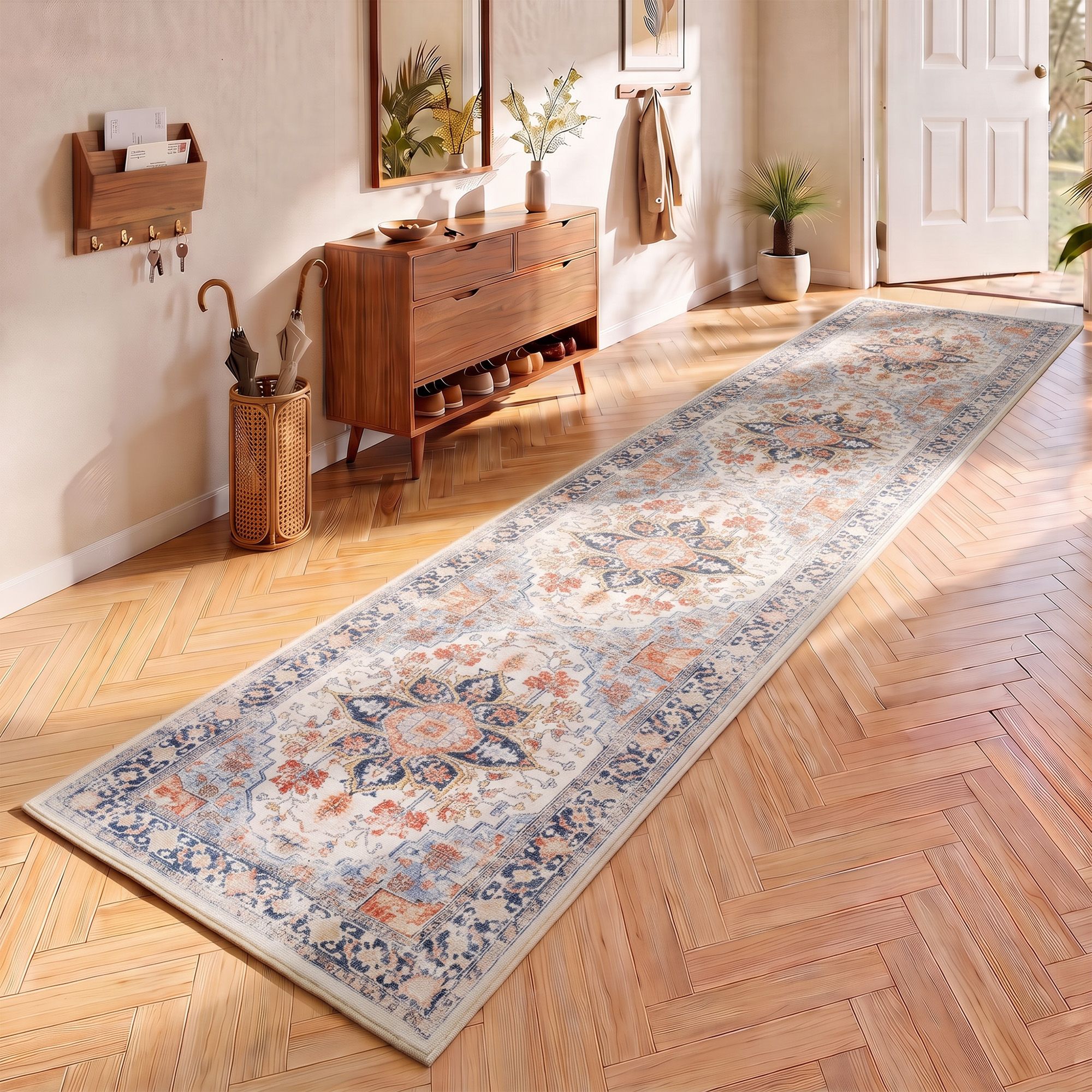 Artiss 60 x 300 cm Runner Rugs For Living Room No Heavy Rubber Crease-Free Foldable Design For Kitchen Entryway And Bedroom 100% Polyester Water-repellent Resistant Non-Shedding