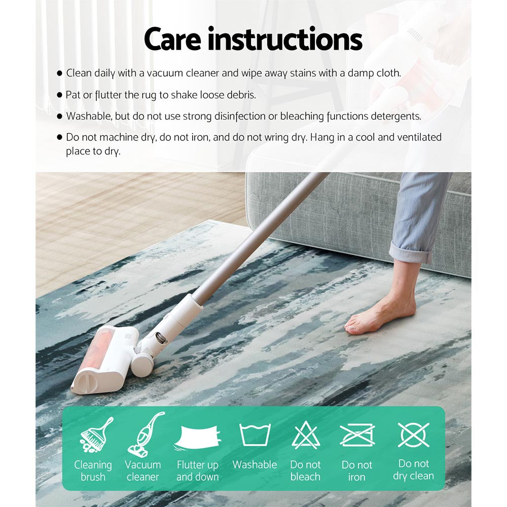 Floor Rugs: Artiss Rug 200x290cm Area Rug Washable Mat Large Carpet Soft Short Pile Poca