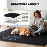 Floor Rugs: Artiss Floor Rug 140x200cm Plush Area Shaggy Rug Living Room Bedroom Carpet Black