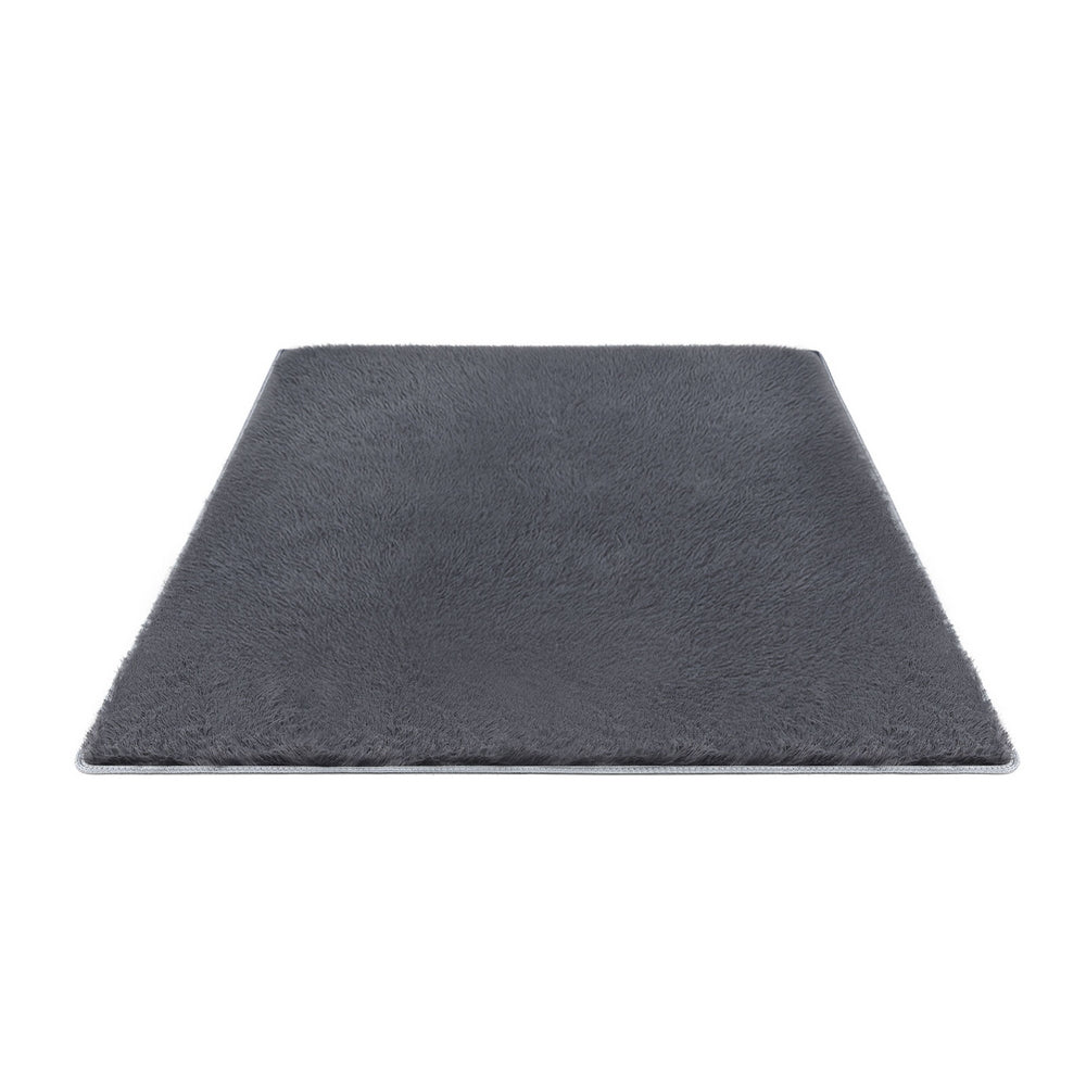 Floor Rugs: Artiss Floor Rug 140x200cm Plush Area Shaggy Rug Living Room Bedroom Carpet Grey