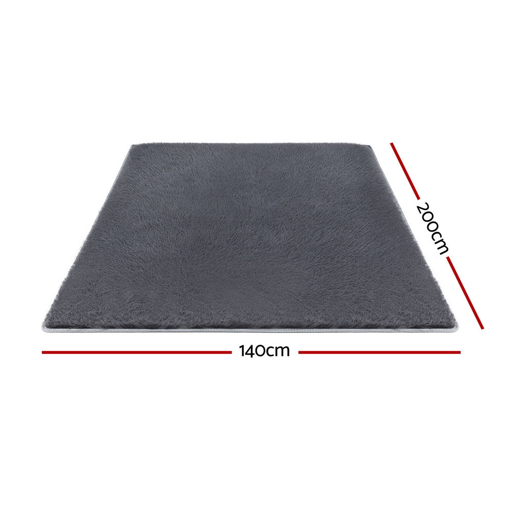 Floor Rugs: Artiss Floor Rug 140x200cm Plush Area Shaggy Rug Living Room Bedroom Carpet Grey