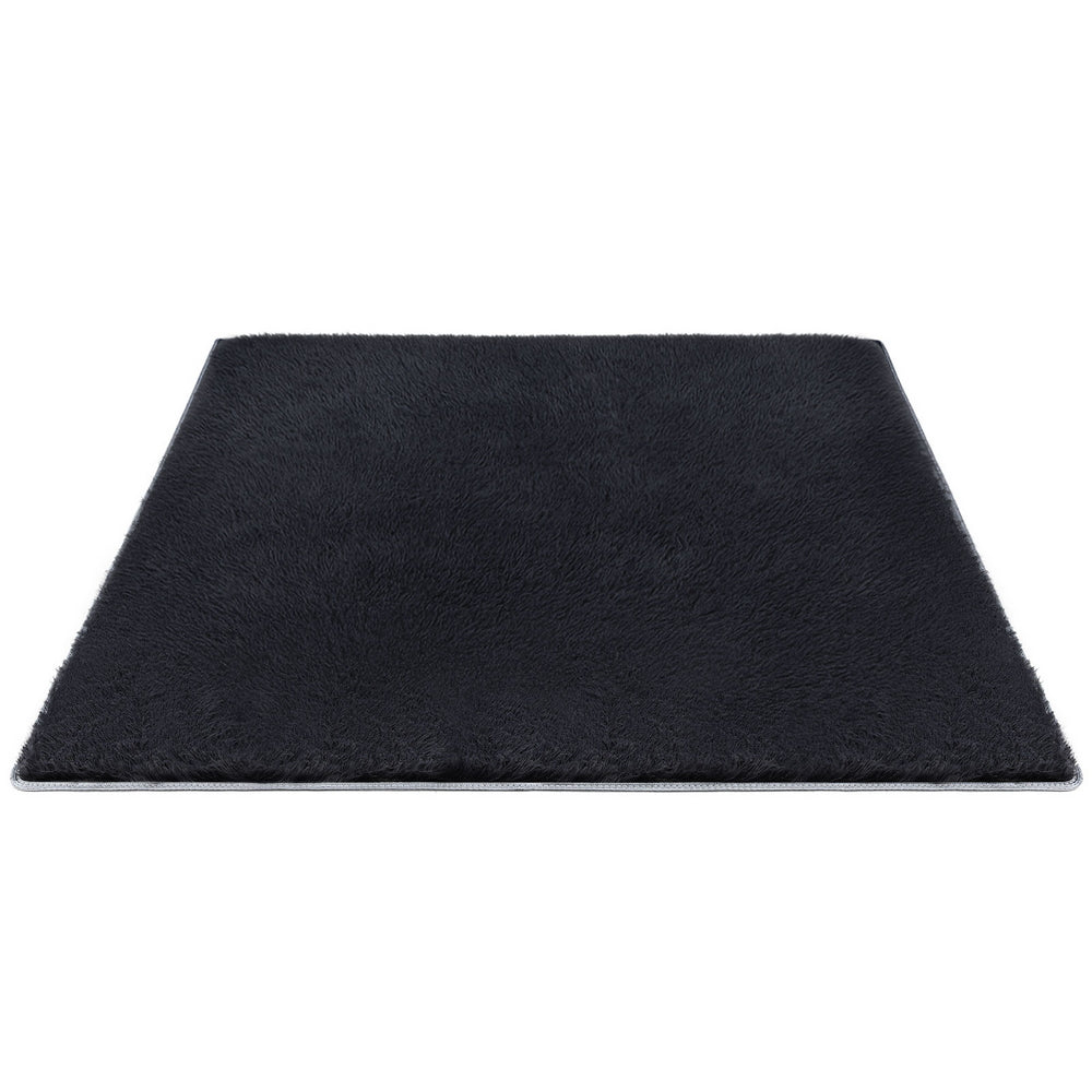 Floor Rugs: Artiss Floor Rug 160x230cm Plush Area Shaggy Rug Living Room Bedroom Carpet Black