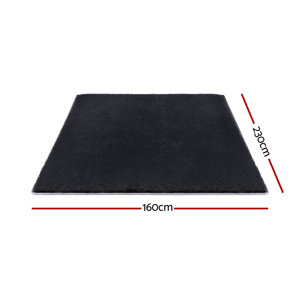 Floor Rugs: Artiss Floor Rug 160x230cm Plush Area Shaggy Rug Living Room Bedroom Carpet Black