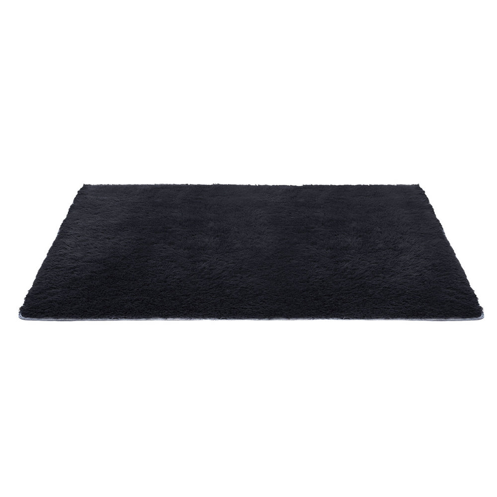 Floor Rugs: Artiss Floor Rug 160x230cm Plush Area Shaggy Rug Living Room Bedroom Carpet Black