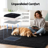 Floor Rugs: Artiss Floor Rug 160x230cm Plush Area Shaggy Rug Living Room Bedroom Carpet Black
