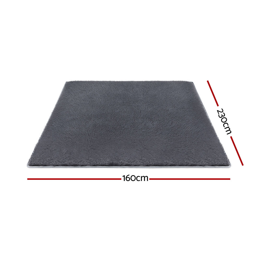 Floor Rugs: Artiss Floor Rug 160x230cm Plush Area Shaggy Rug Living Room Bedroom Carpet Grey