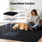 Floor Rugs: Artiss Floor Rug 200x230cm Plush Area Shaggy Rug Living Room Bedroom Carpet Black
