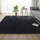 Floor Rugs: Artiss Floor Rug 200x230cm Plush Area Shaggy Rug Living Room Bedroom Carpet Black