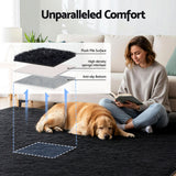 Floor Rugs: Artiss Floor Rug 200x290cm Plush Area Shaggy Rug Living Room Bedroom Carpet Black