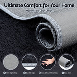 Floor Rugs: Artiss Floor Rug 200x290cm Plush Area Shaggy Rug Living Room Bedroom Carpet Black