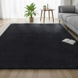 Floor Rugs: Artiss Floor Rug 200x290cm Plush Area Shaggy Rug Living Room Bedroom Carpet Black