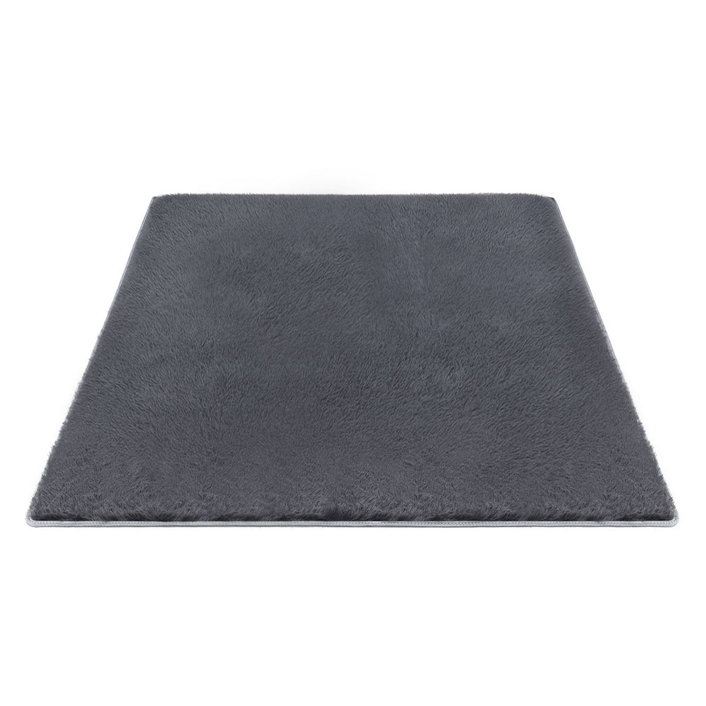 Floor Rugs: Artiss Floor Rug 200x290cm Plush Area Shaggy Rug Living Room Bedroom Carpet Grey