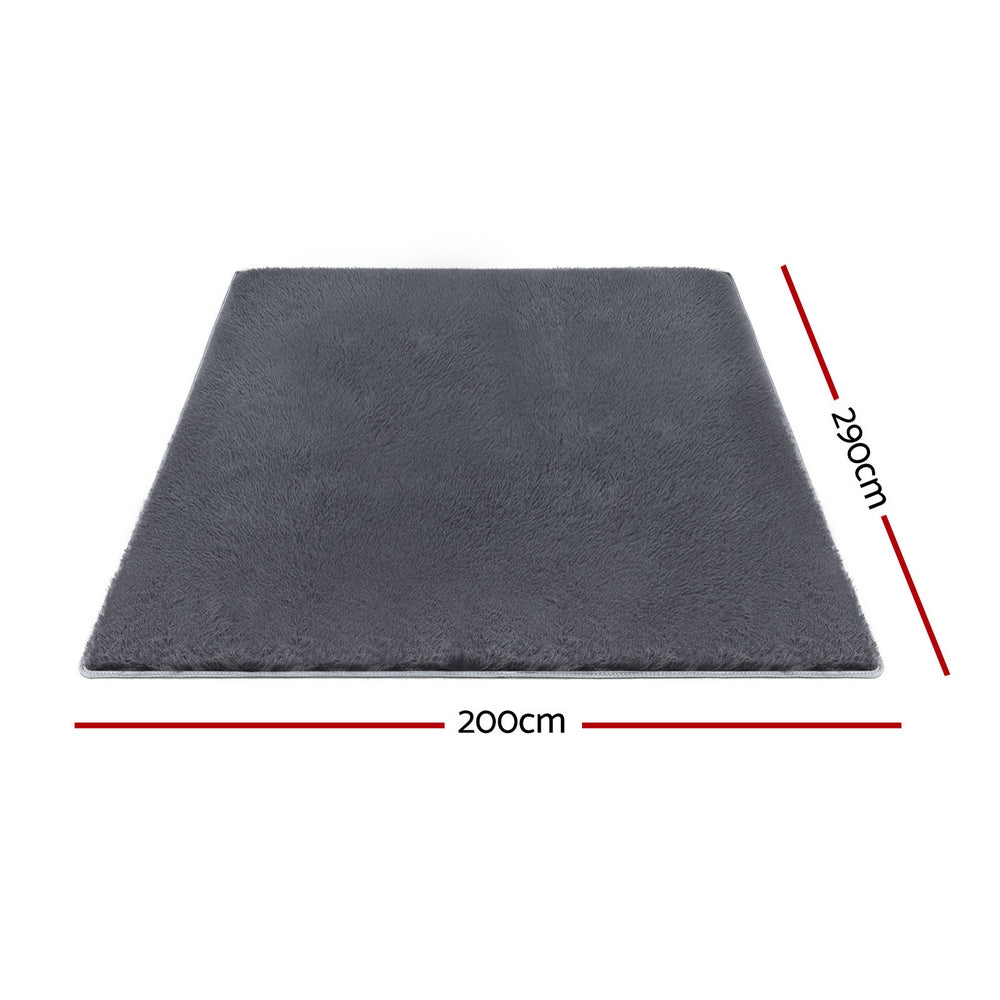 Floor Rugs: Artiss Floor Rug 200x290cm Plush Area Shaggy Rug Living Room Bedroom Carpet Grey