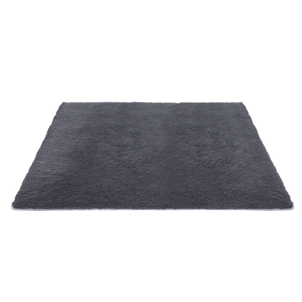 Floor Rugs: Artiss Floor Rug 200x290cm Plush Area Shaggy Rug Living Room Bedroom Carpet Grey