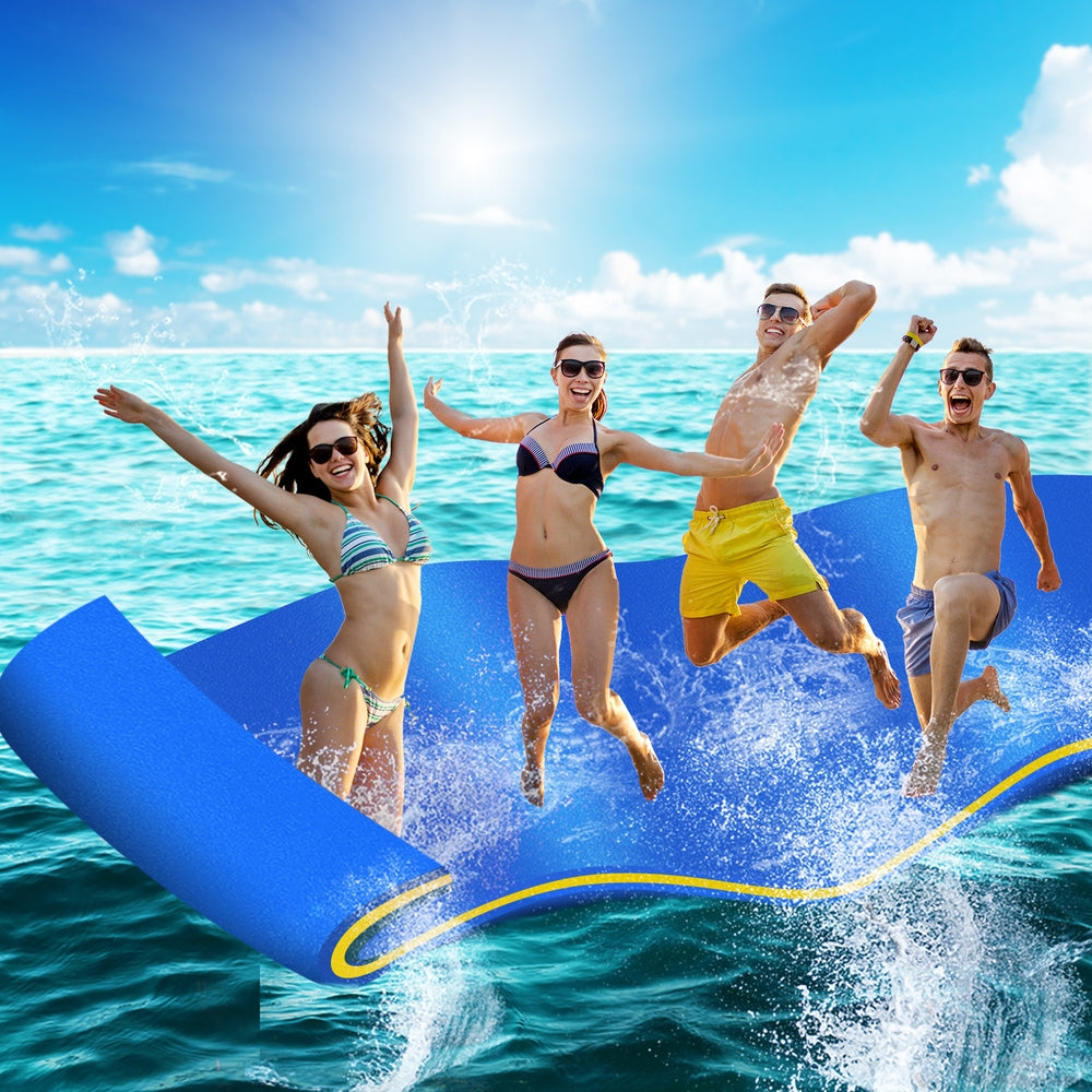 Pool Toys & Inflatables: Weisshorn Floating Water Mat 3.5x1.8m Foam Pad Swimming Pool Platform Blue