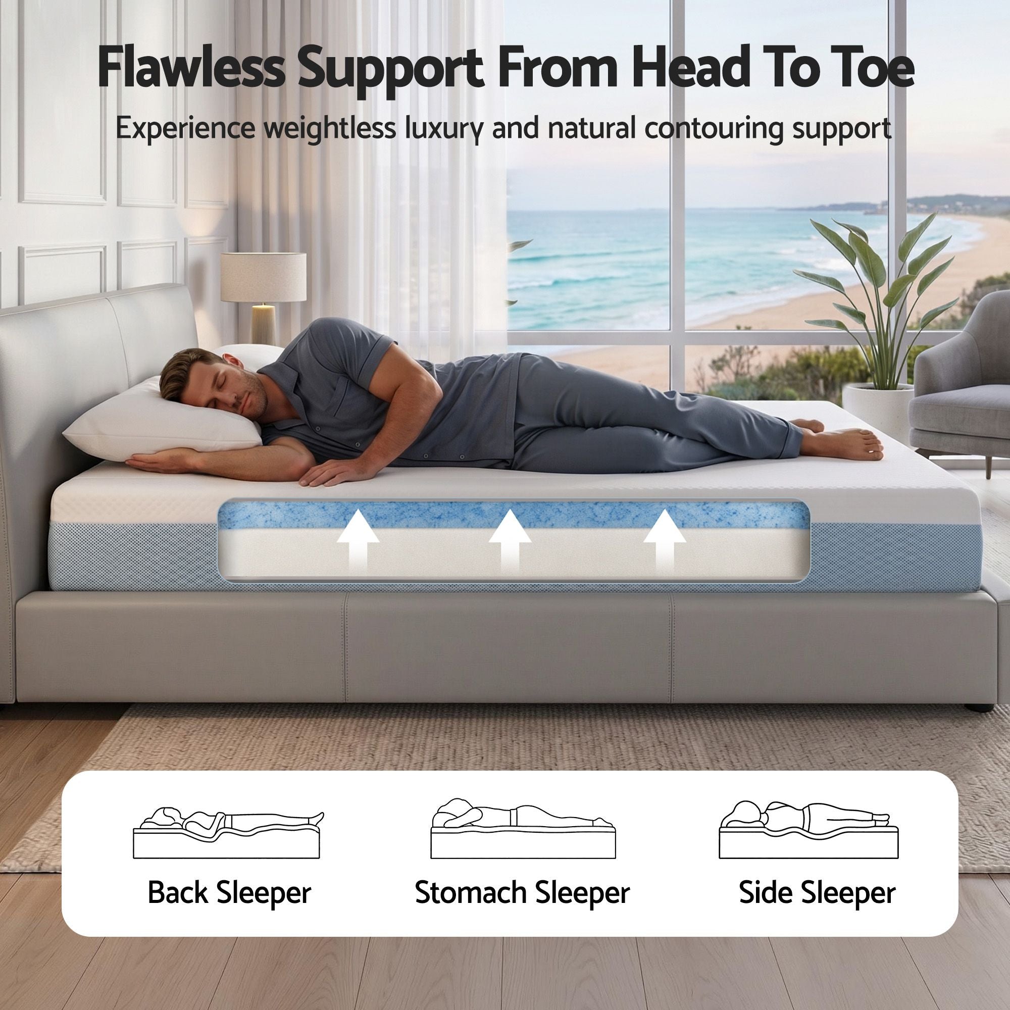 Giselle 22cm Cooling Gel Memory Foam Mattress Single Medium Firm