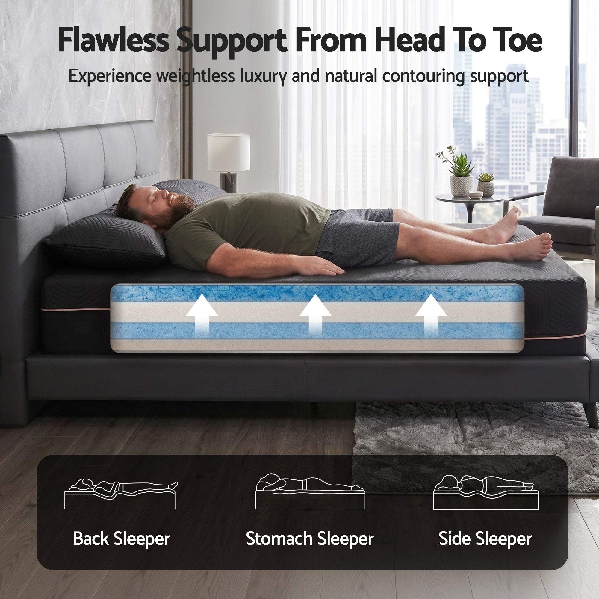 Giselle Queen Cooling Memory Foam Mattress Medium Firm with Gel Comfort 30cm