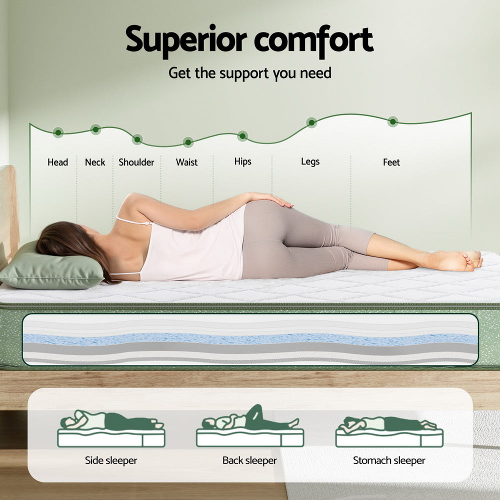 Double Mattress: Giselle 25cm Memory Foam Mattress Dual Layer Zipper Cover Cool Charcoal Foam Mattresses Double