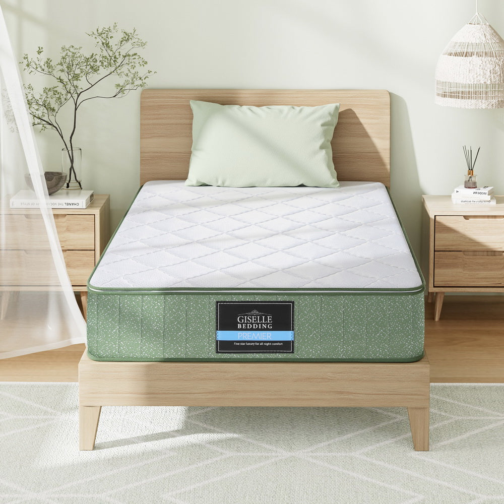 Single Mattress: Giselle 25cm Memory Foam Mattress Dual Layer Zipper Cover Cool Charcoal Foam Mattresses Single
