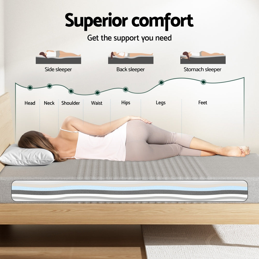 Mattress Toppers: Giselle Bedding Cool Gel Memory Foam Mattress Charcoal 7-Zone Washable Bamboo Cover 15cm Double