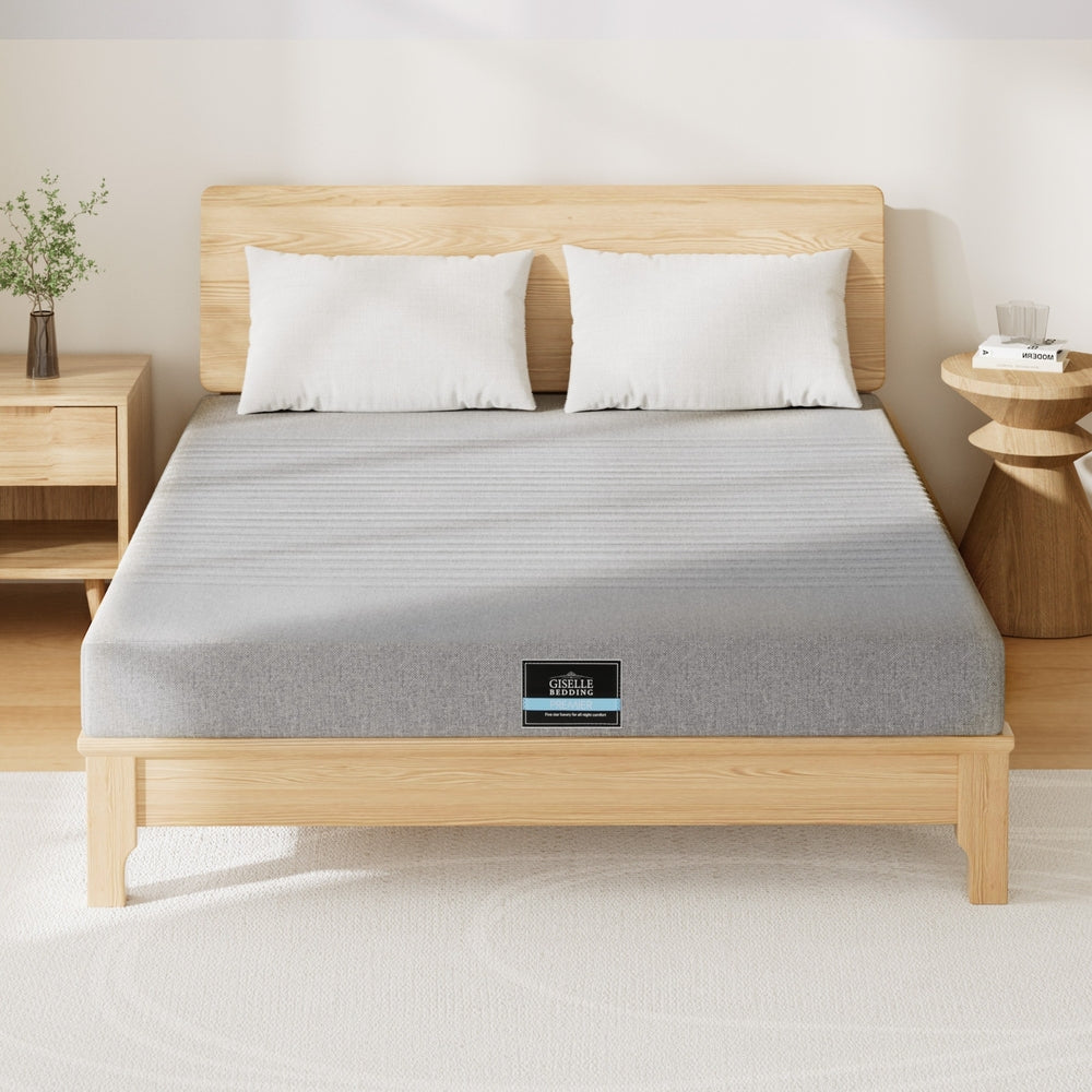 Mattress Toppers: Giselle Bedding Cool Gel Memory Foam Mattress Charcoal 7-Zone Washable Bamboo Cover 15cm Double