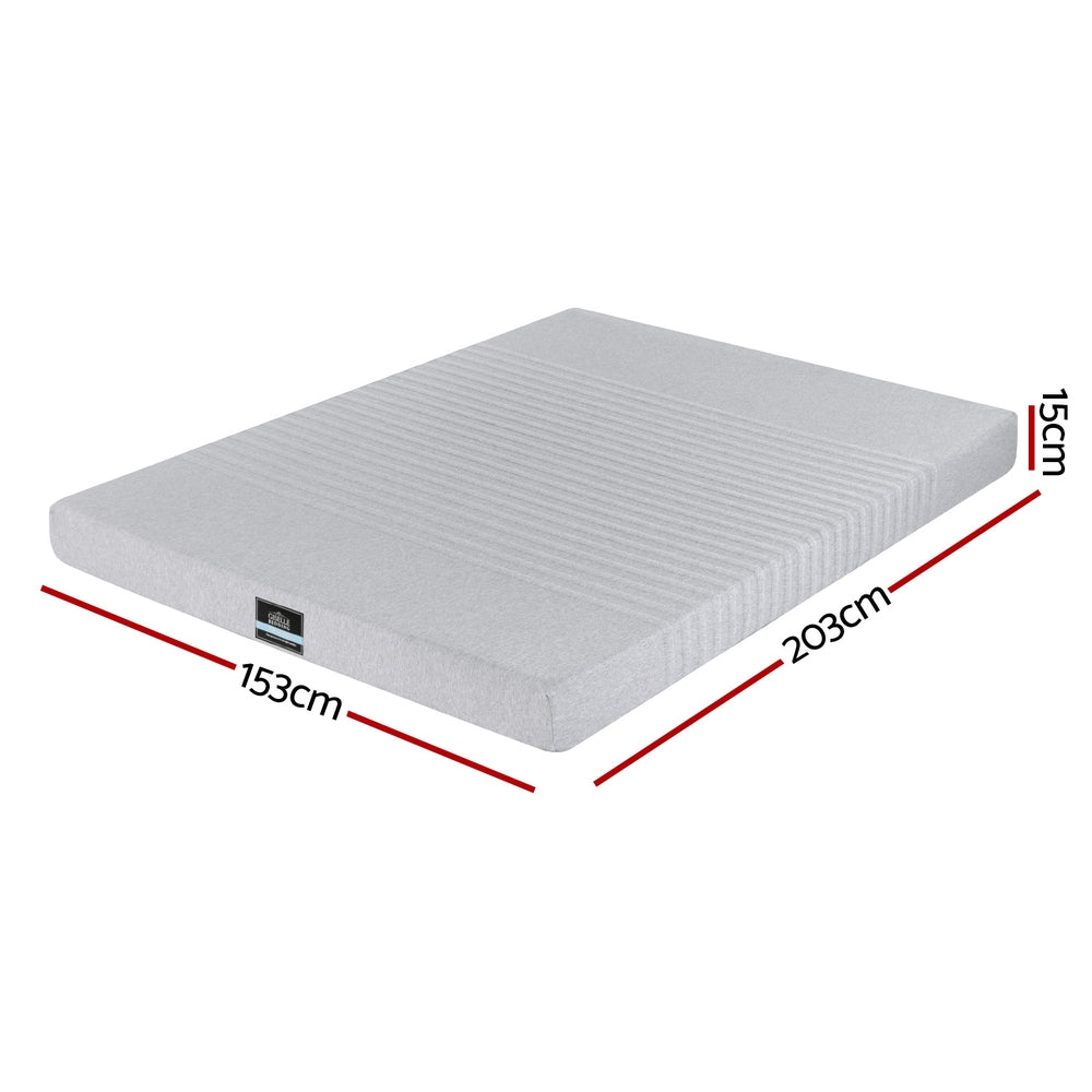 Queen Mattress: Giselle Bedding Cool Gel Memory Foam Mattress Charcoal 7-Zone Washable Bamboo Cover 15cm Queen
