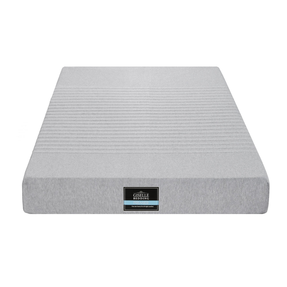Single Mattress: Giselle Bedding Cool Gel Memory Foam Mattress Charcoal 7-Zone Washable Bamboo Cover 15cm Single