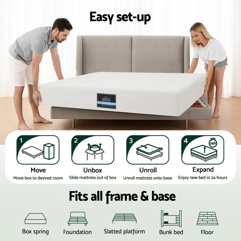 Double Mattress: Giselle 20cm Memory Foam Mattress Green Tea Double