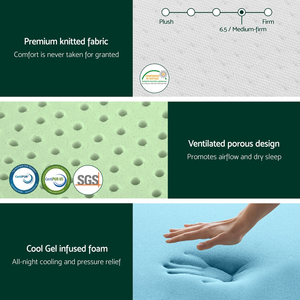 Single Mattress: Giselle 20cm Memory Foam Mattress Green Tea Single