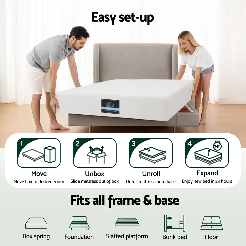 Single Mattress: Giselle 20cm Memory Foam Mattress Green Tea Single