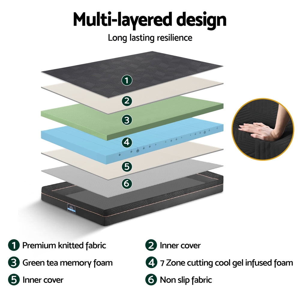 Pillows: Giselle 18cm Memory Foam Mattress Green Tea Foam Cool Gel Foam Mattresses Single