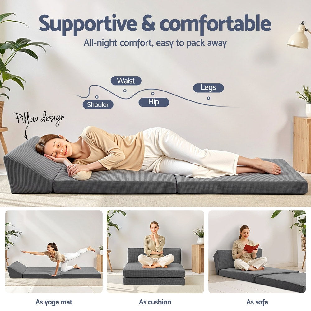 Single Mattress: Giselle Foldable Mattress Folding Sofa Bed Trifold Sleeping Camping Cushion Mat