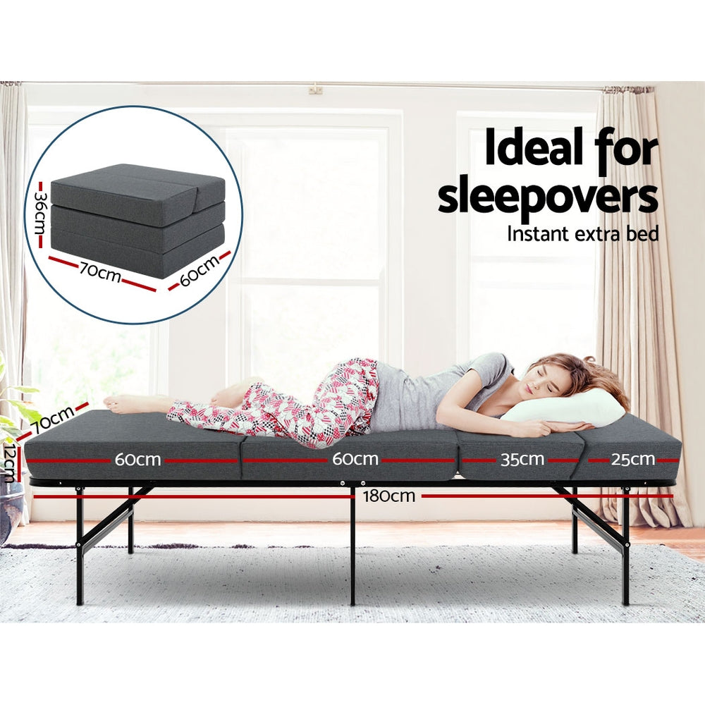 Sofas & Sofa Beds: Giselle Bedding Foldable Mattress Folding Foam Bed Floor Mat Grey