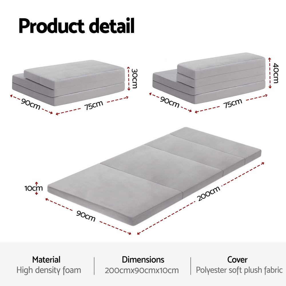 Single Mattress: Giselle Foldable Mattress Folding Sofa Bed 4-fold Sleeping Camping Cushion Mat