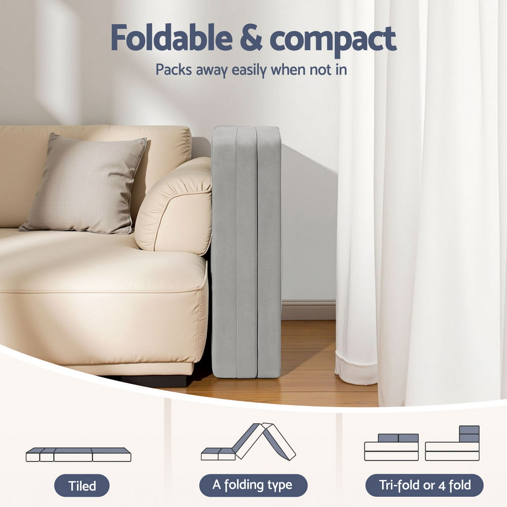 Single Mattress: Giselle Foldable Mattress Folding Sofa Bed 4-fold Sleeping Camping Cushion Mat