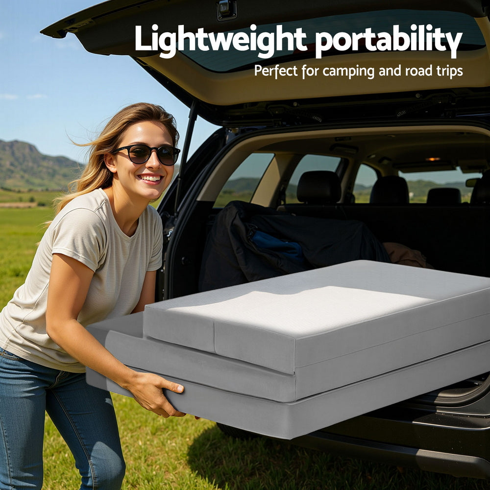 Single Mattress: Giselle Foldable Mattress Folding Sofa Bed 4-fold Sleeping Camping Cushion Mat