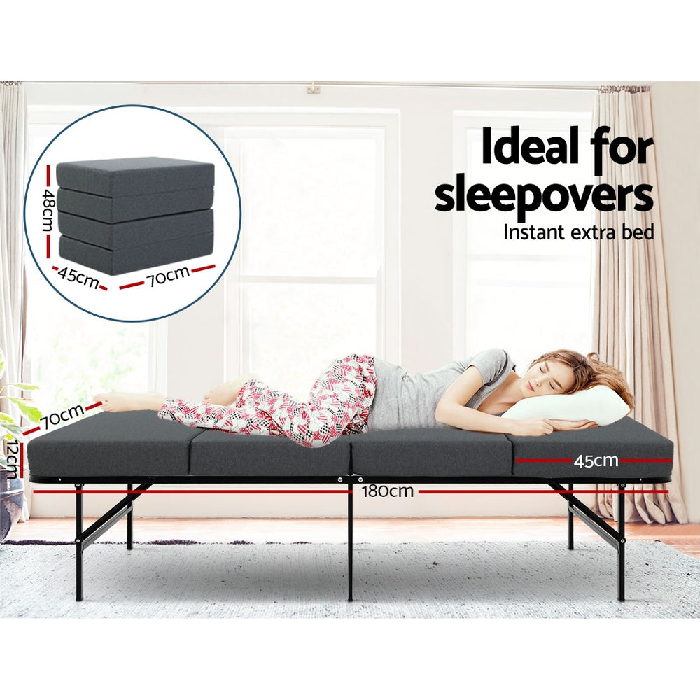 Single Mattress: Giselle Bedding Foldable Mattress Folding Foam Single Grey
