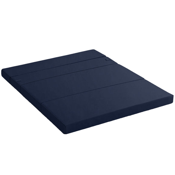 Giselle Foldable Mattress Folding Foam Mattresses Portable Floor Mat Blue Double